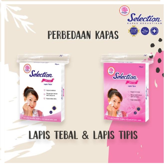 ⭐BAGUS⭐ SELECTION Facial Cotton 35gr / 50gr / 75gr / Special Tipis / Special Tebal | Kapas