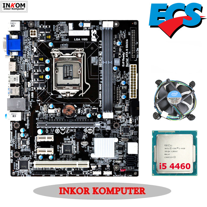 Mobo Motherboard Mainboard Intel LGA 1150 H81 + Processor core i5