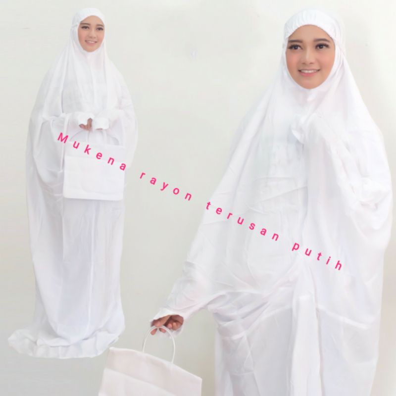 Mukena terusan putih polos