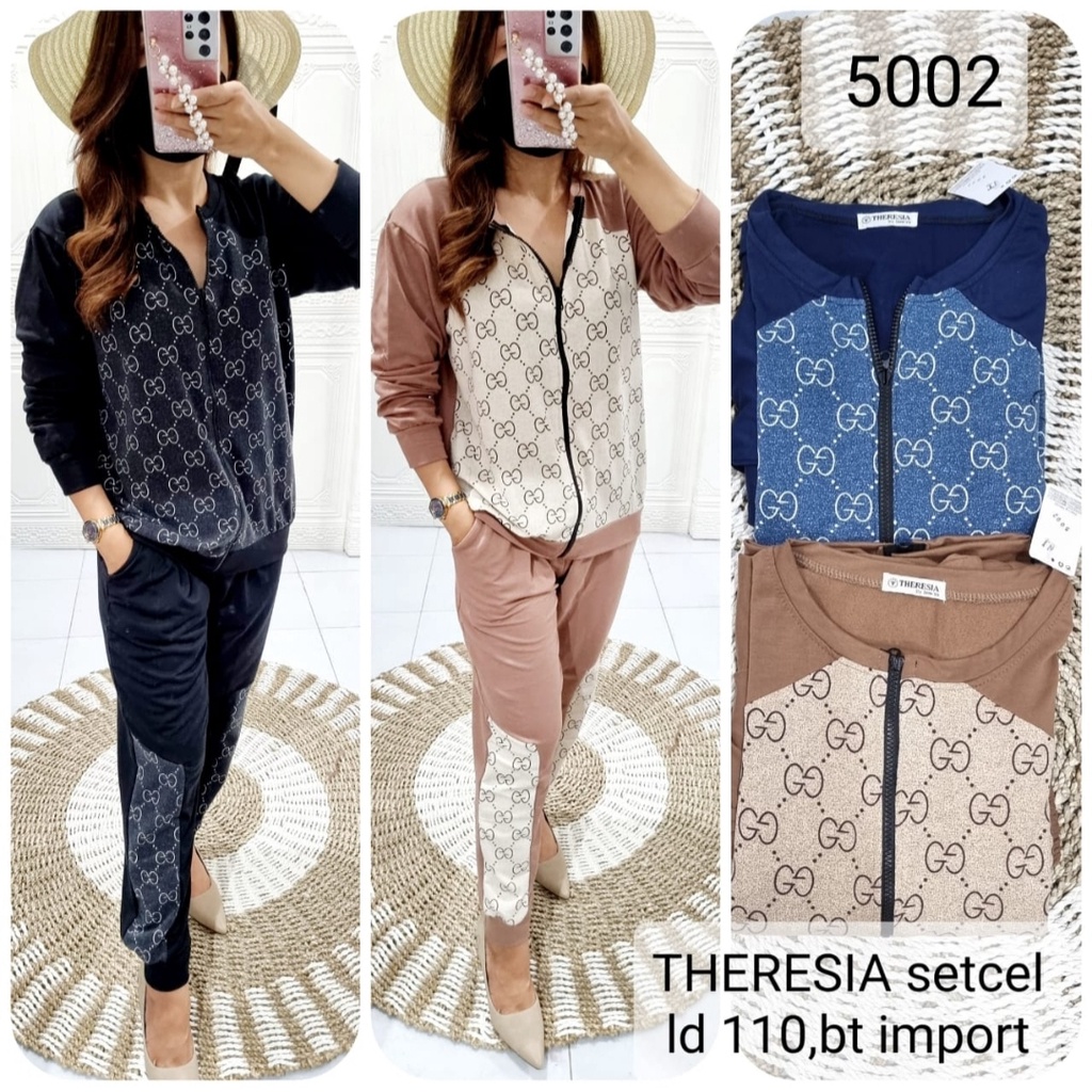 Setcel Jaket Theresia PP LD 110 Motif Guc*ci Kombinasi 5002