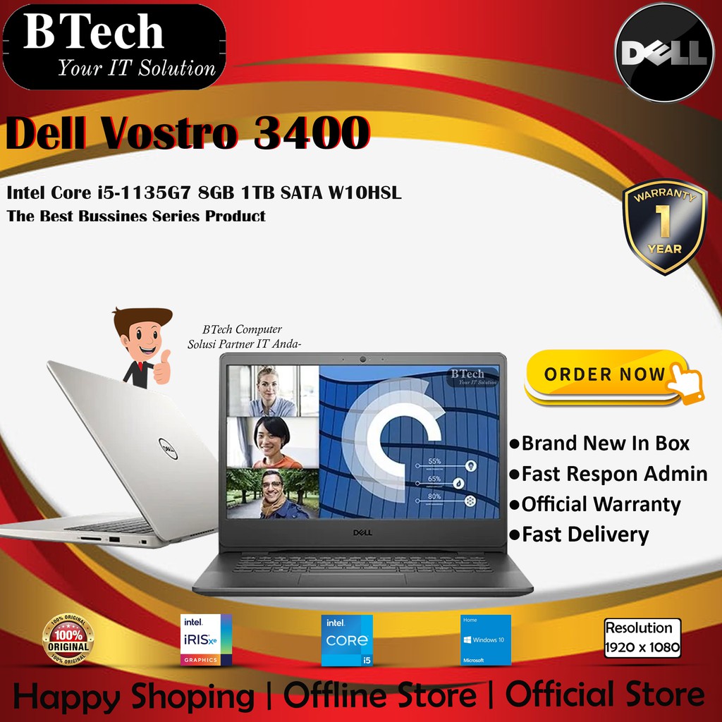 DELL Vostro 3400 14" Intel Core i5-1135G7 8GB 1TB SATA W10HSL