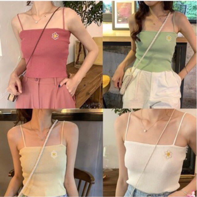 TANKTOP FLOWER / DAISY TANK TOP KOREAN / TANK TOP FLOWER | TANKTOP VEGA RIB FIT L-7