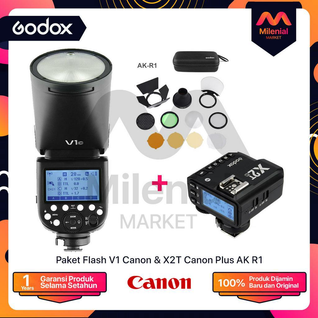 Paket Flash Godox V1 Canon + Trigger Godox X2T Canon