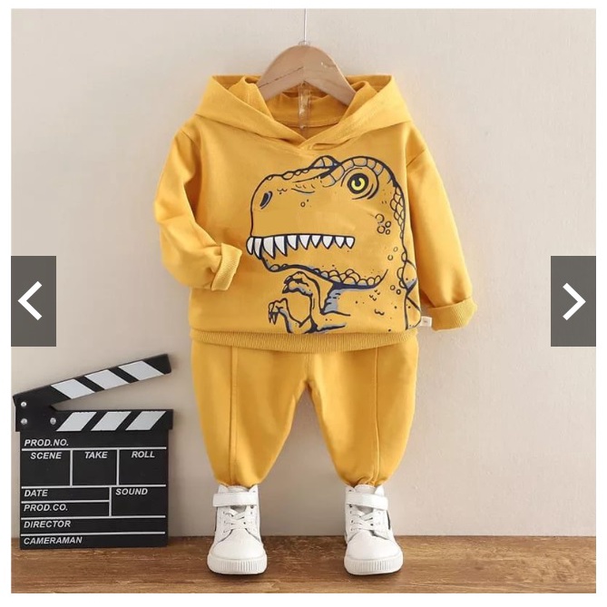 SETELAN SWEATER DINOSAURUS HOODIE 0-7 TAHUN TERLARIS