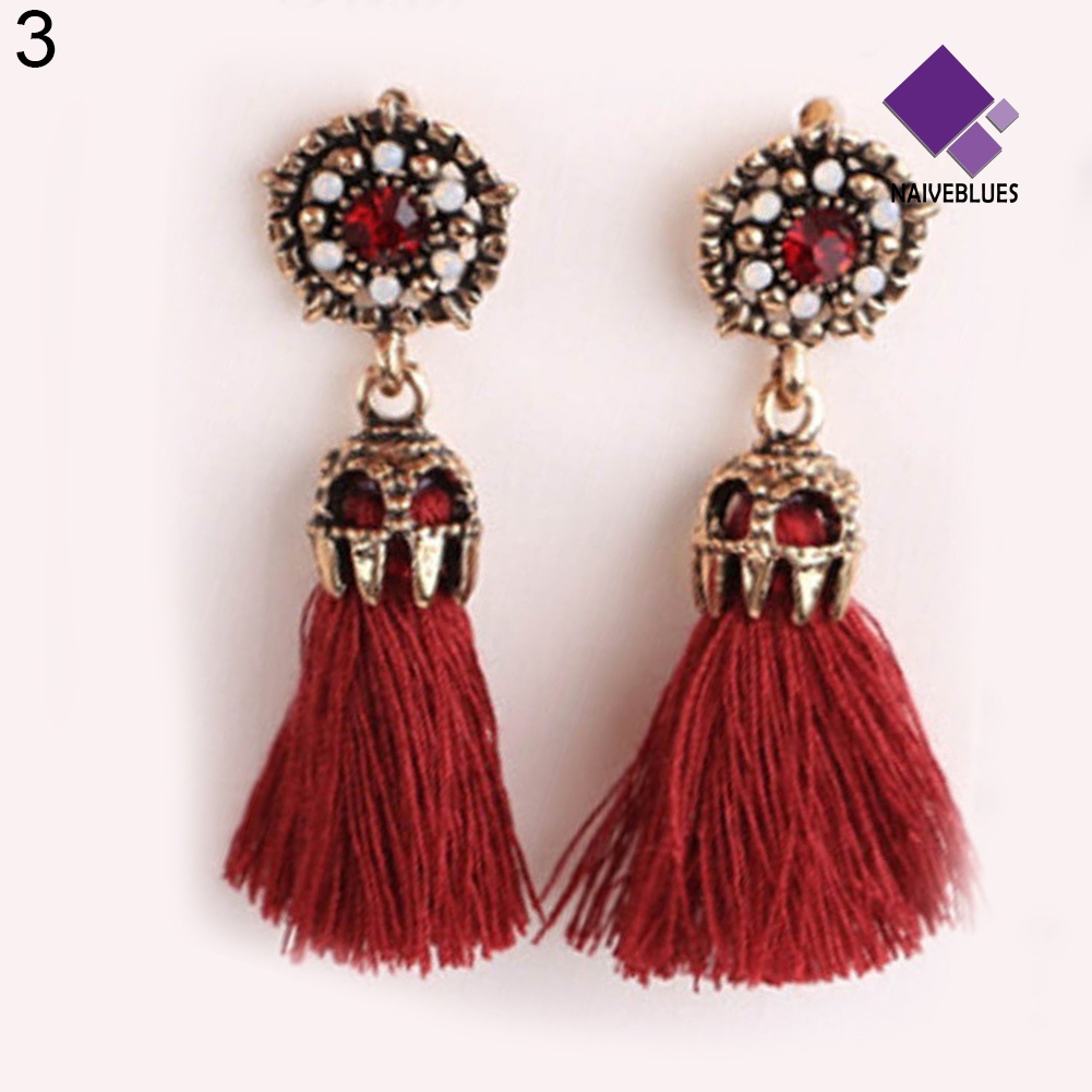 Anting Juntai Panjang Model Hollow Rumbai Gaya Vintage Untuk Wanita