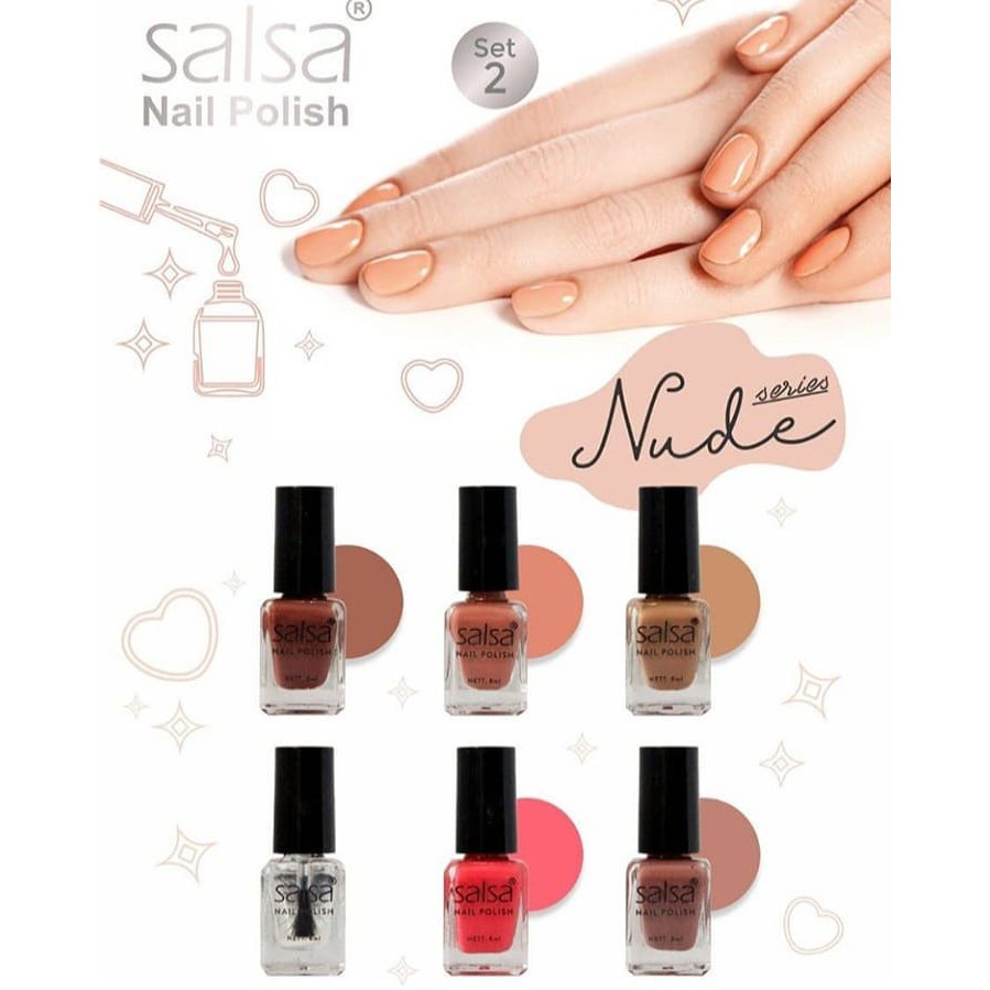 Salsa Nail Polish (Ecer) Nude Series 01  Nude 02 Matte Set A Glossy Set B Cat kuku (VH)