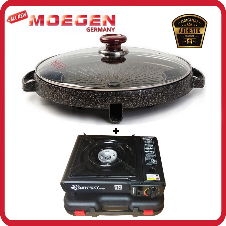 ORIGINAL MOEGEN Germany bulgogi pan all new 32cm grill panggangan bbq + tutup kaca + kompor portable