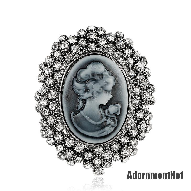 (Adornmentno1) 1pc Bros / Pin Gaya Victoria Motif Cameo Aksen Kristal Untuk Aksesoris Wanita / Pesta Pernikahan