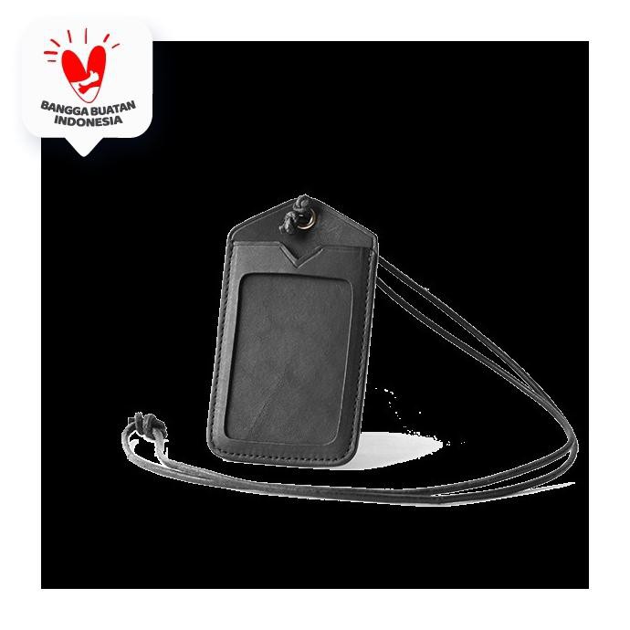 

✨BISA COD✨ VOYEJ Id Card Holder Black - Name Tag Kulit Unisex
