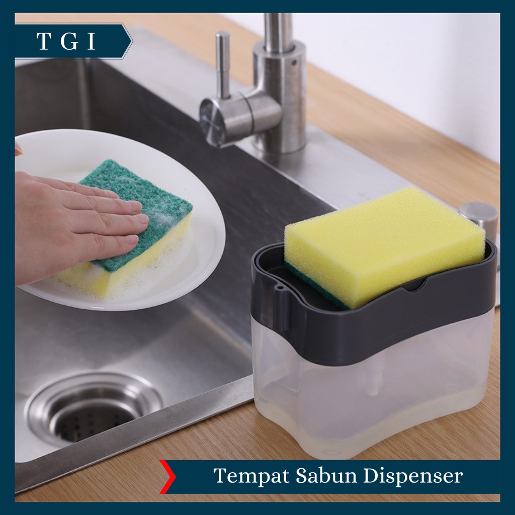 TGI - DISPENSER SABUN PRAKTIS | SOAP DISPENSER HOLDER SPONS CUCI PIRING 2 IN 1 | SPONGE HOLDER