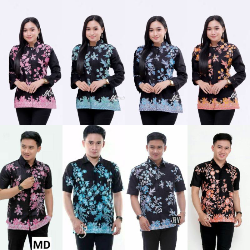 BAJU BATIK COUPLE MODERN Monalisa Genes MERAH BIRU TOSCA UNGU ORANGE M,L,XL asli PEKALONGAN