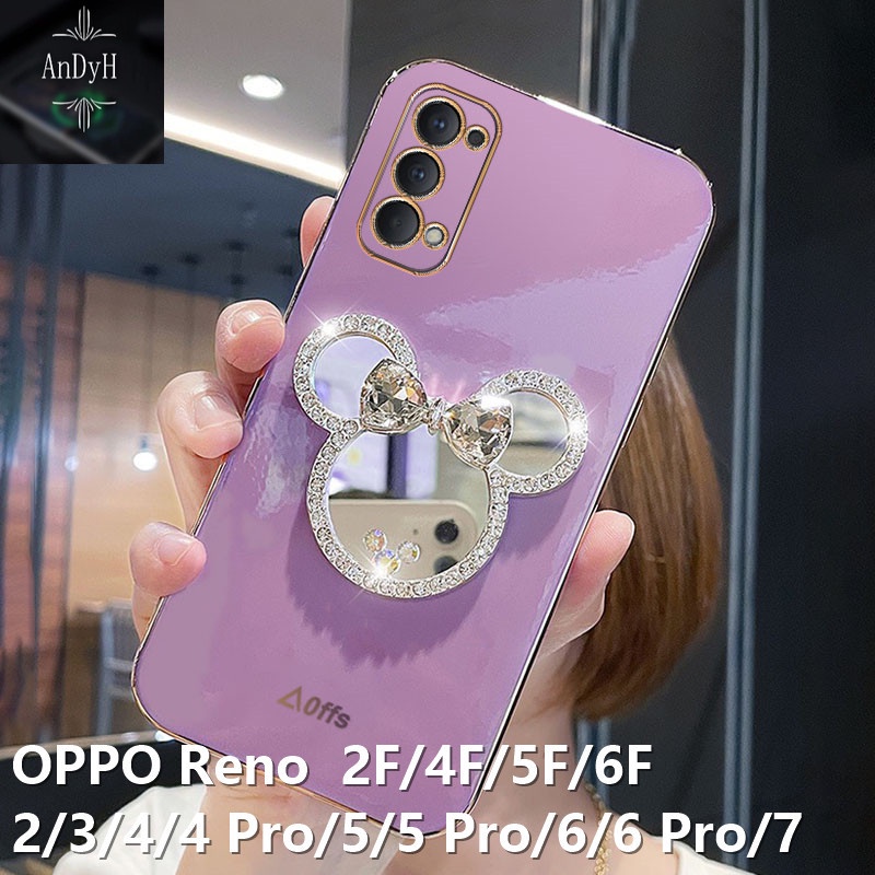 Case Handphone Motif Minnie Mouse + Cermin Untuk OPPO A5S A7 2018 A7N A12 A3S A12E Realme C1