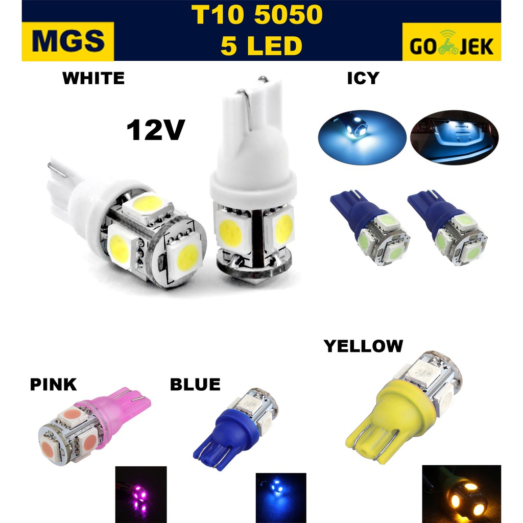 5Set Lampu LED T10 5 LED SMD 5050 12V