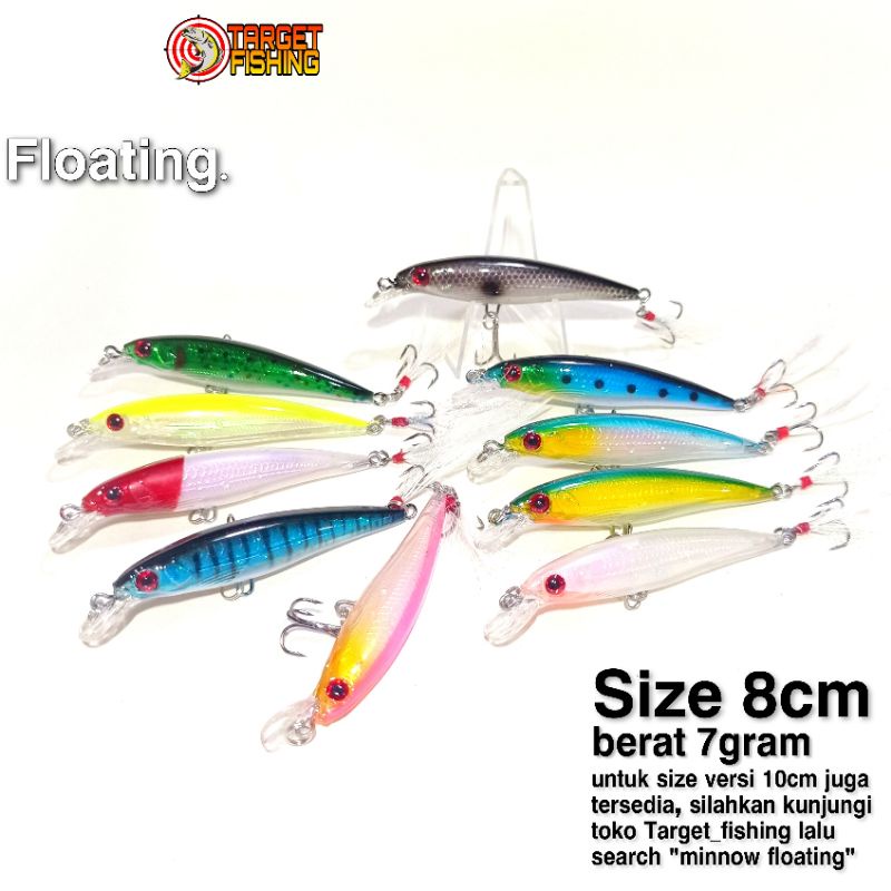 Minnow Floating 8cm 7gr - Umpan Casting Barramundi Gabus Toman