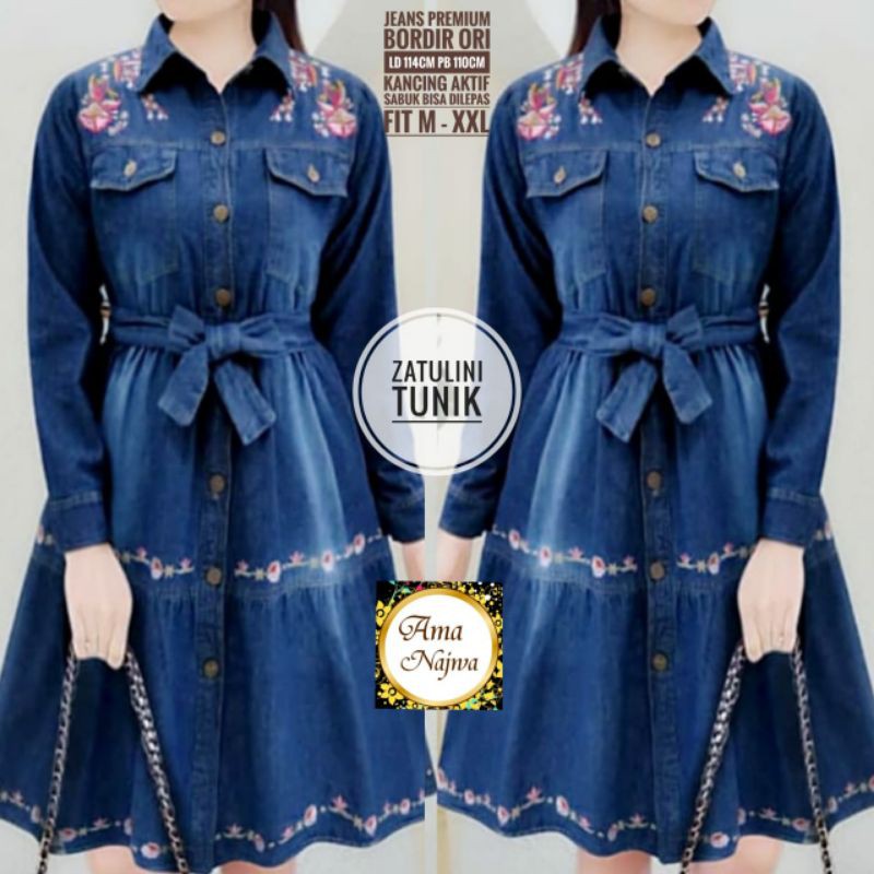 Zatulini tunik | jeans premium bordir ori | ld 114 pb 110 kncing aktif