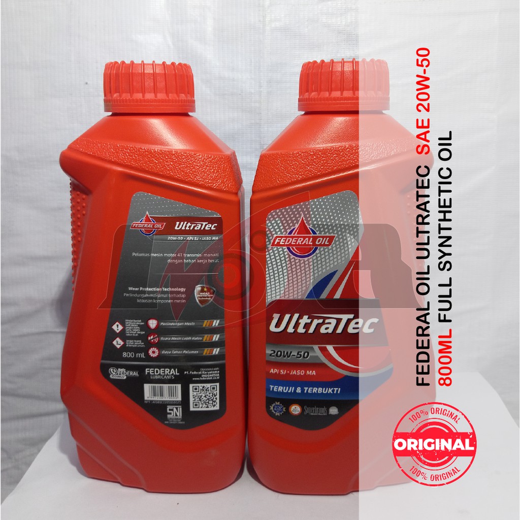 Oli Federal UT UltraTec 20w50 API SJ Jaso MA Motor Bebek 800ml 0,8L