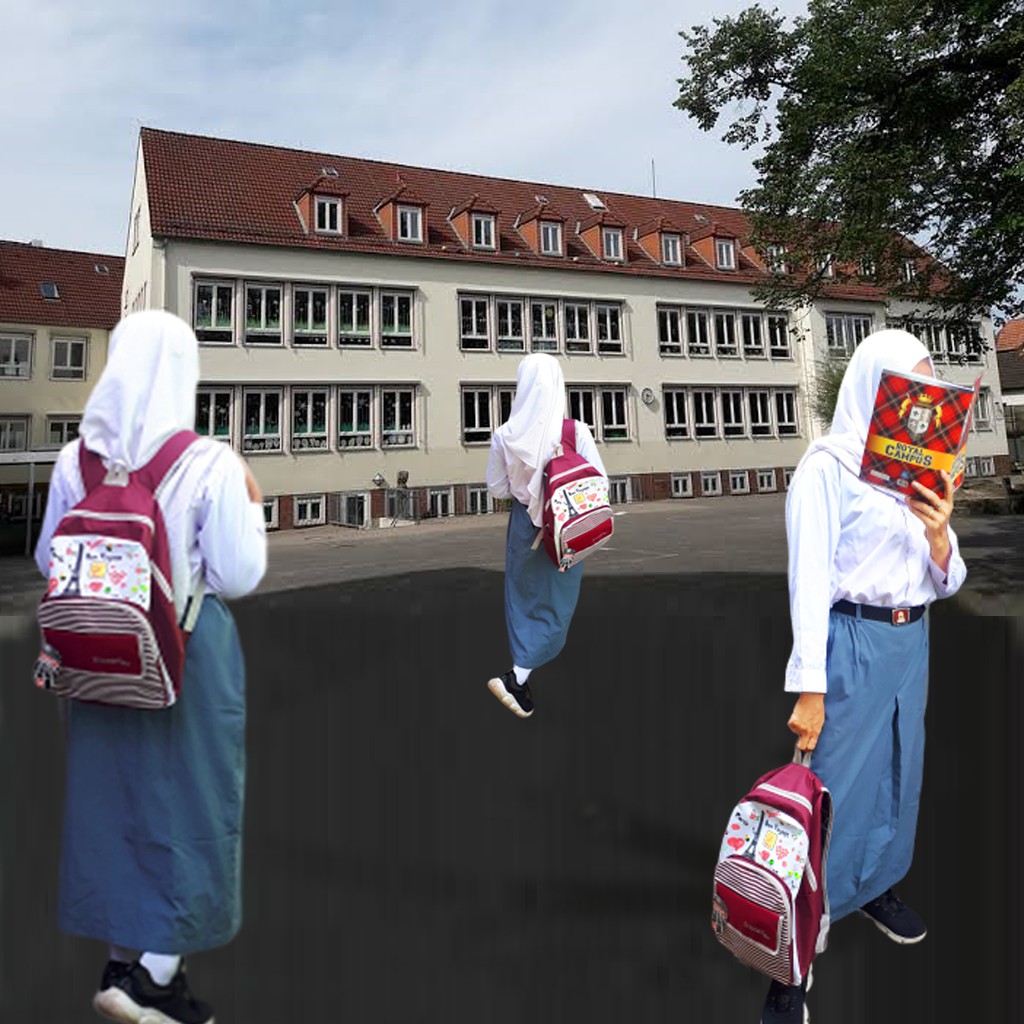 *CUCI GUDANG* Tas Sekolah untuk Anak Perempuan Anak Laki-laki Sekolah Dasar -SMA Ransel Besar Kartun Cetak Free Cover Hujan