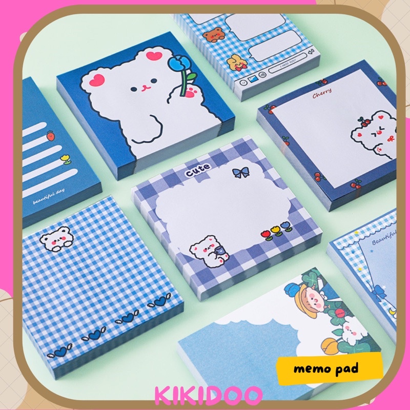 

Kikidoo Sticky Note Blue Girl Ins Memo Pad Blue Cute Cartoon RT43
