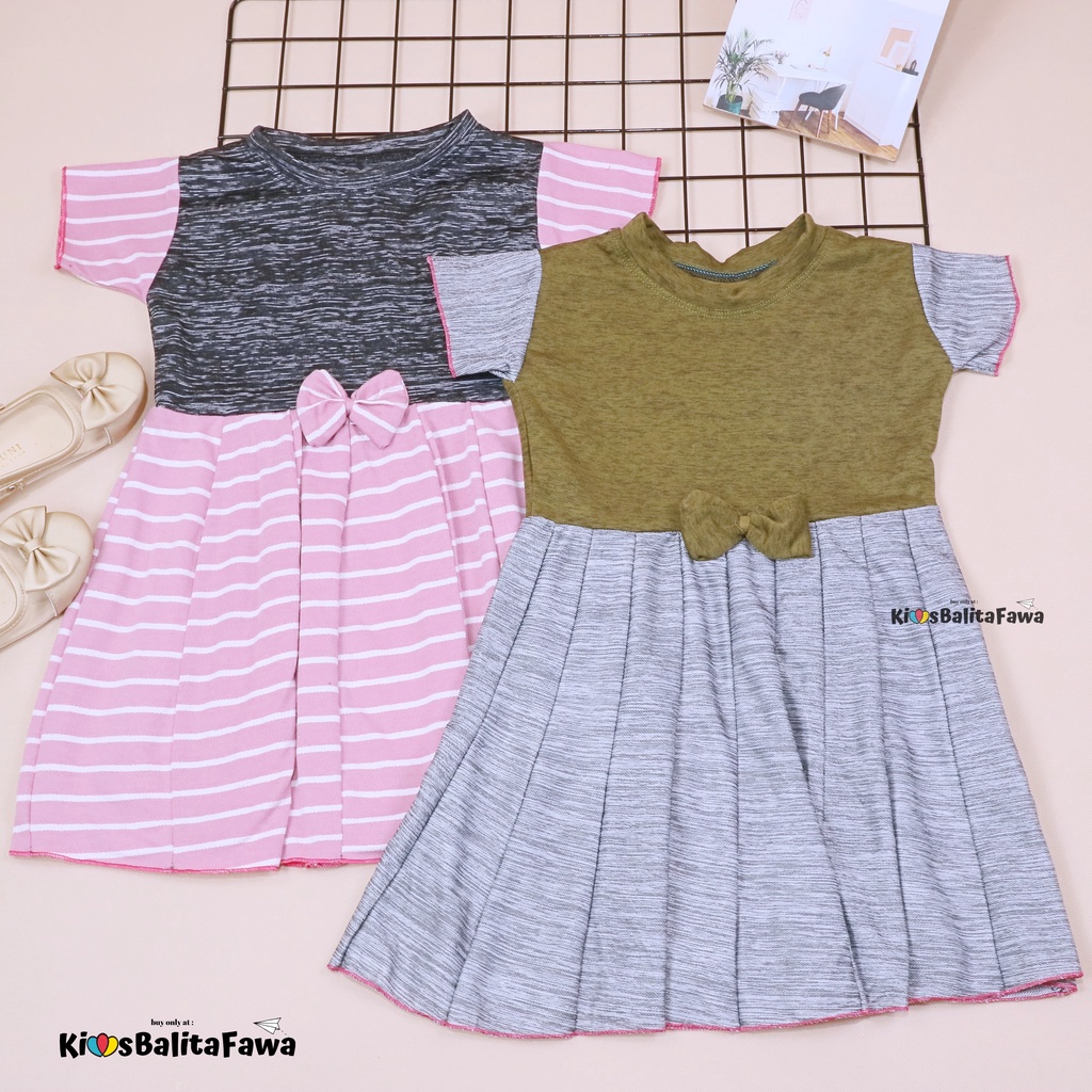 Dress Rossa LENGAN uk 5-6 Tahun / Dres Anak Perempuan Cewek Baju Lengan Murah Casual Import Gaun