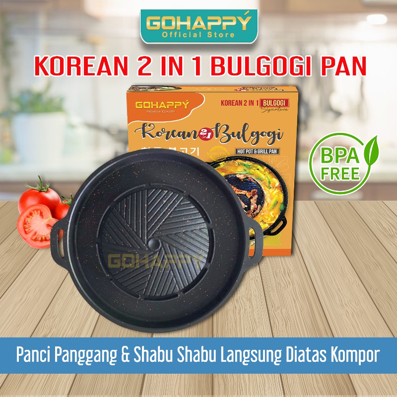 Everlux Panci Jeongol Grill 2 in 1 Bulgogi Pan mookata - Alat panggang steamboat GHK39 GOHAPPY