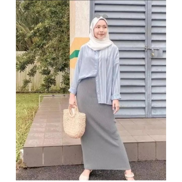 Rok Span Rajut Panjang Polos//Rok Pensil Rajut Casual