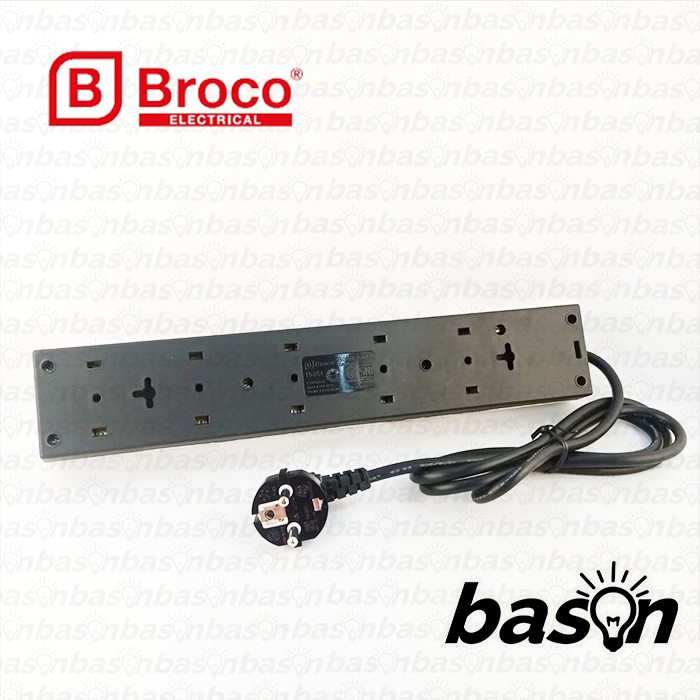 BROCO 15851 Stop Kontak 5 Lubang 10A Arde + Kabel 1.5 m + Switch + CP