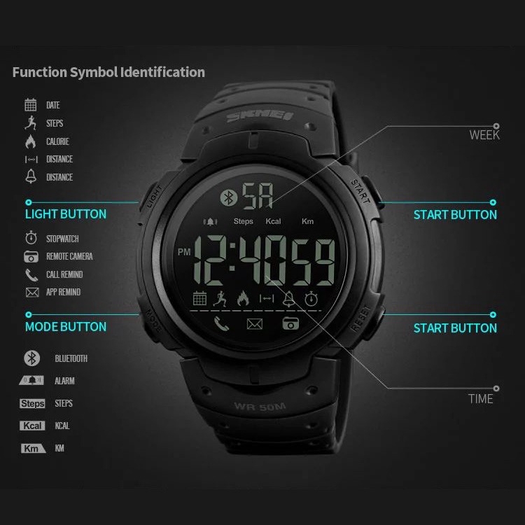 SKMEI 1301 Jam Tangan Pria Digital Smartwatch Bluetooth WK-SBY