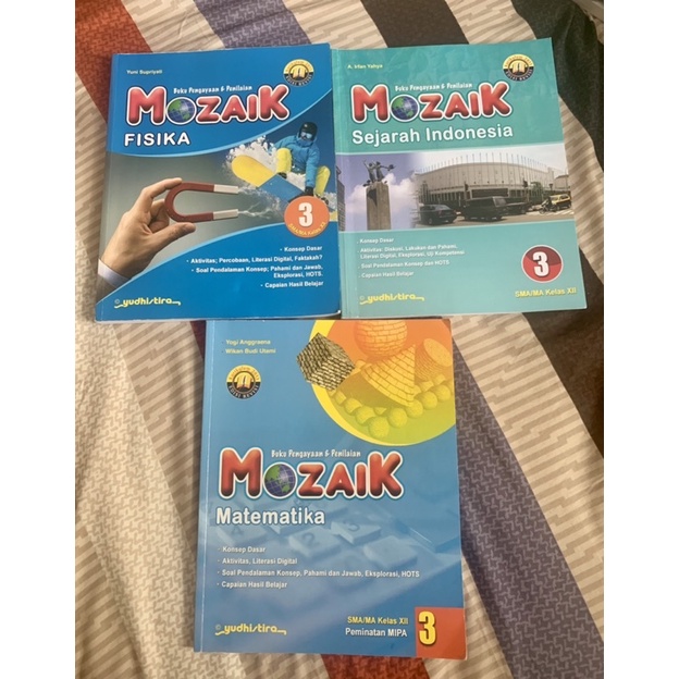 Buku Mozaik Fisika, Sejarah, Matematika Kelas 12 Yudhistira (Baca Deskripsi)
