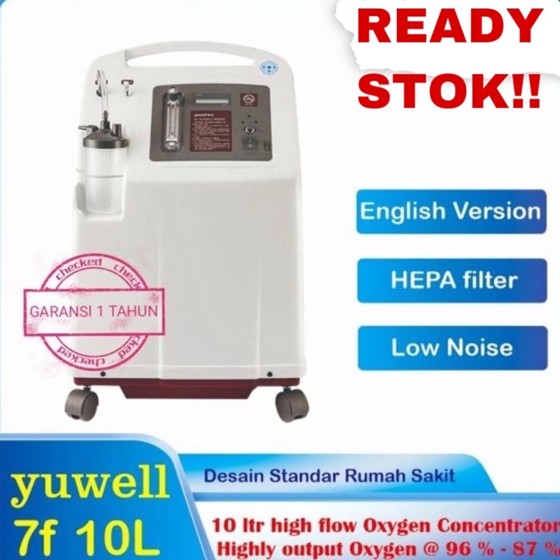 Oxygen Concentrator Yuwell 7F 10w /  7F 10L, Standar Medis Dan Icu Hhortensis