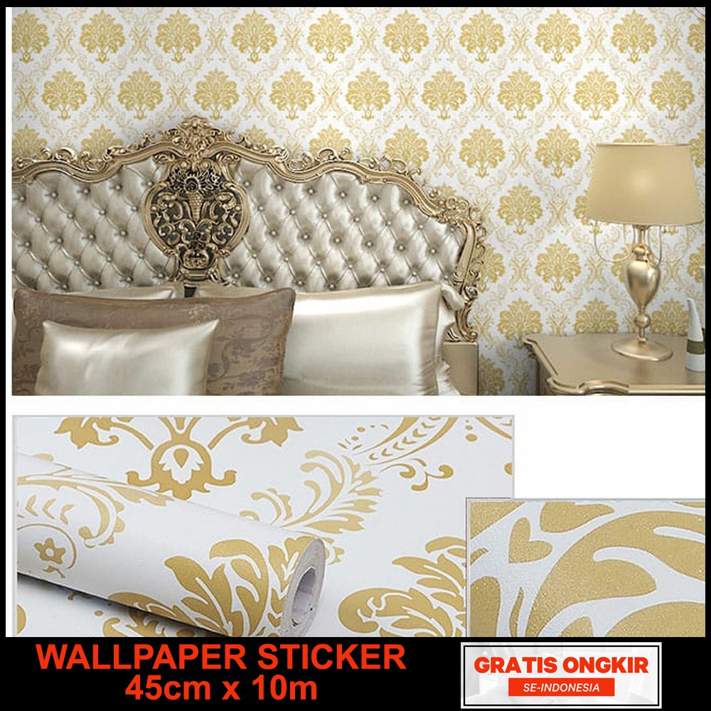 Wallpaper Stiker Dinding  Motif Batik  Gold Size 45cm x 10m 