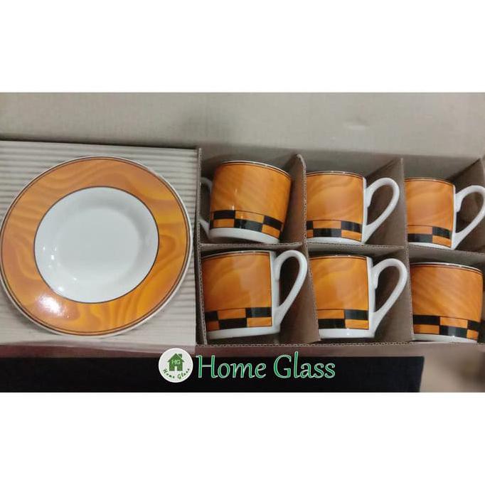 Produk Unggulan] Cangkir Mug Gelas Dan Tatakan Mini Keramik Satu Set Isi 6Pasang
