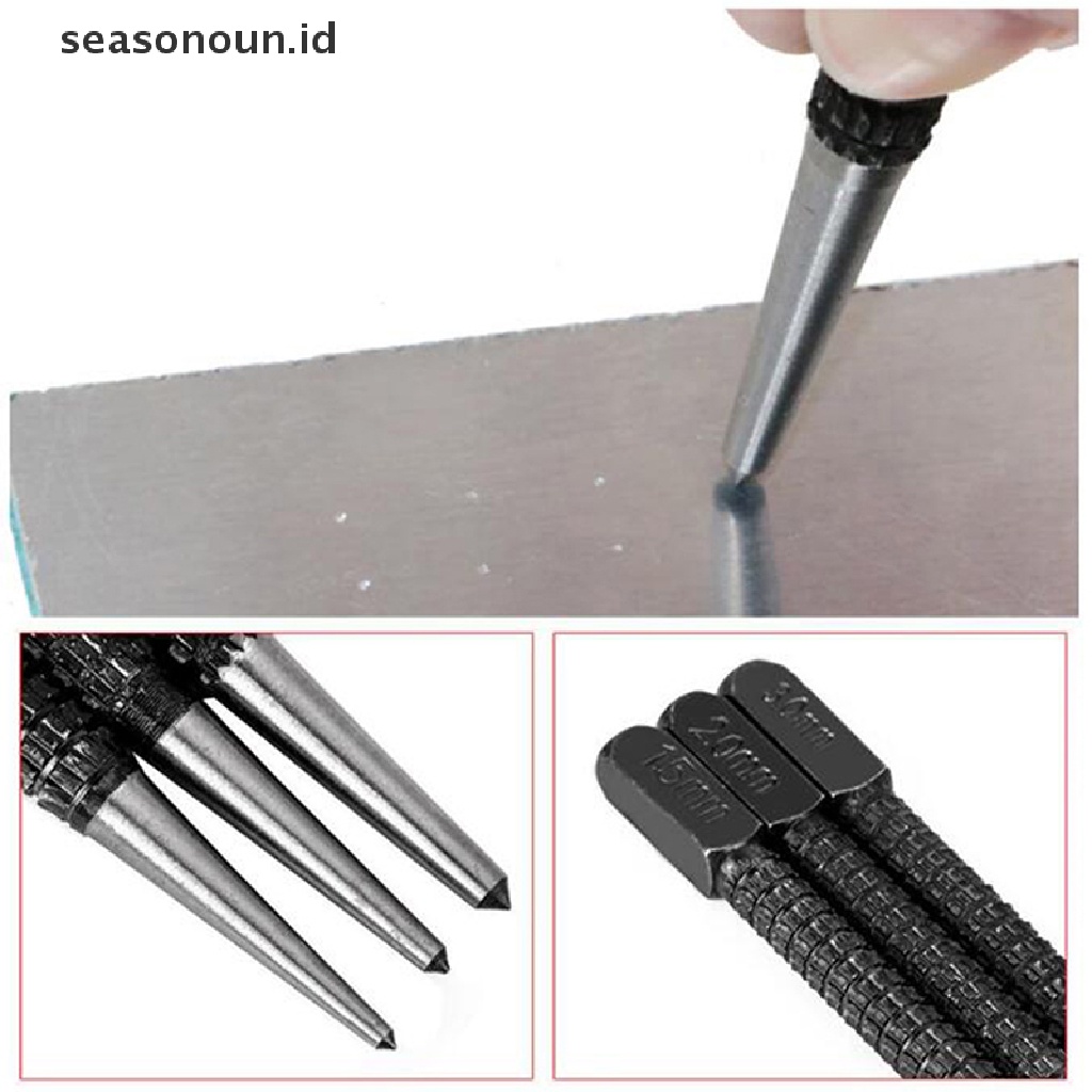 3pcs / Set Pin Drill Bit Punch Tengah Non Slip Bahan Alloy Steel 3 / 32 Inch Metal Kayu