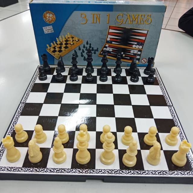 Catur plastik 3 in 1 backgammon board games permainan anak