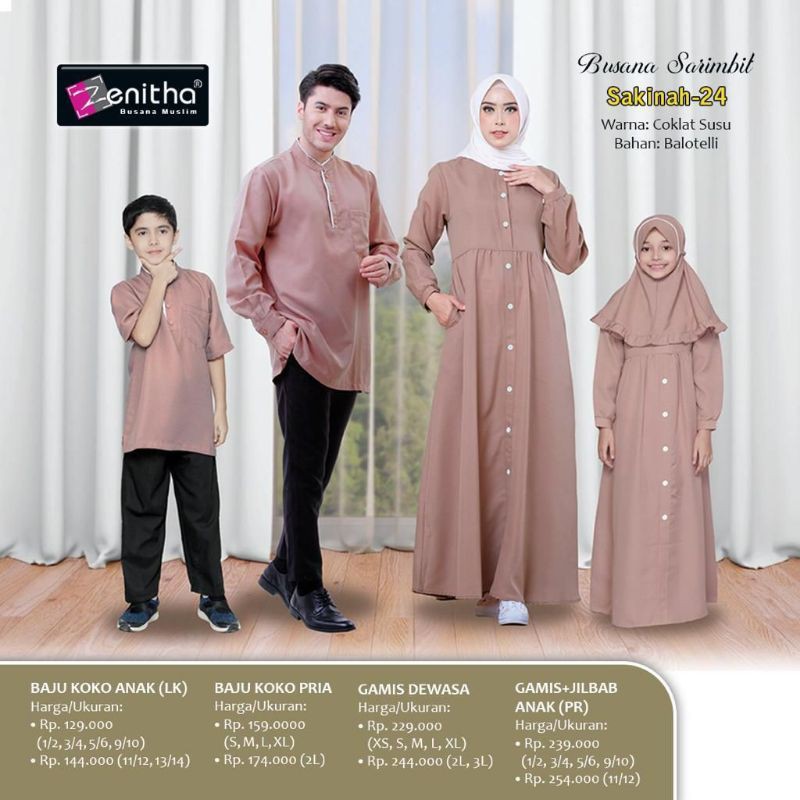 Sarimbit Zenitha Sakinah 24 / Baju Seragam Lebaran Keluarga Muslim / Baju Couple Muslim Keluarga