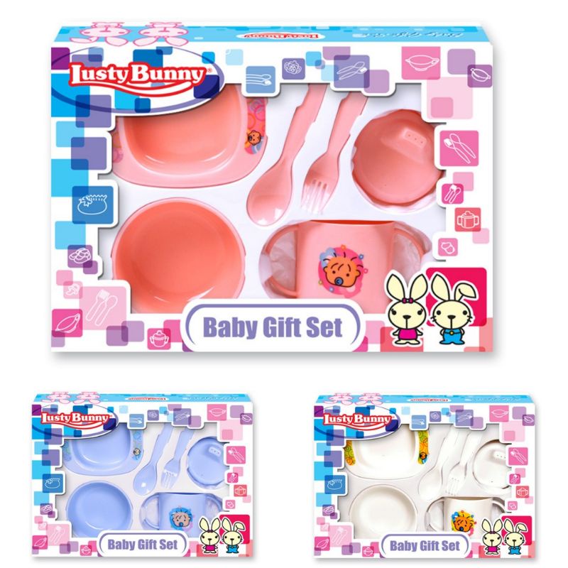 Feeding Set Lusty Bunny Hello Kitty / Kado Bayi / kado lahiran / Peralatan Makan Bayi