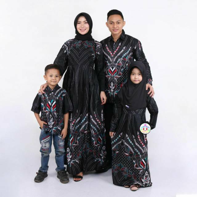 Saroja (071) Couple Keluarga Batik Gamis Batik Katun Premium Motif Prasasti Putih