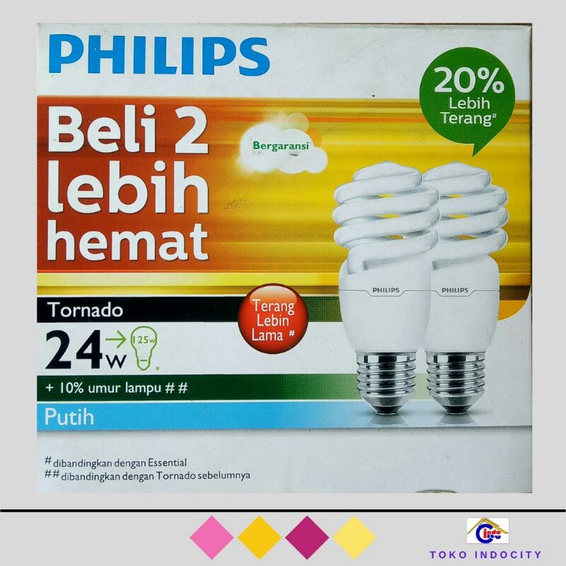 Jual Philips Lampu Tornado Beli 2 Lebih Hemat 24 Watt E27 Putih Cool ...