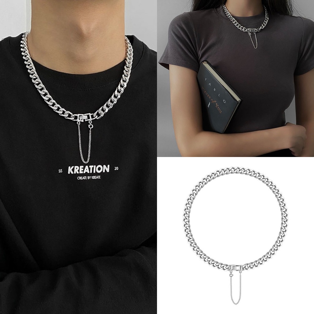 【COD Tangding】Kalung Choker Rantai Klavikula Bahan Logam Gaya Hip Hop Untuk Wanita