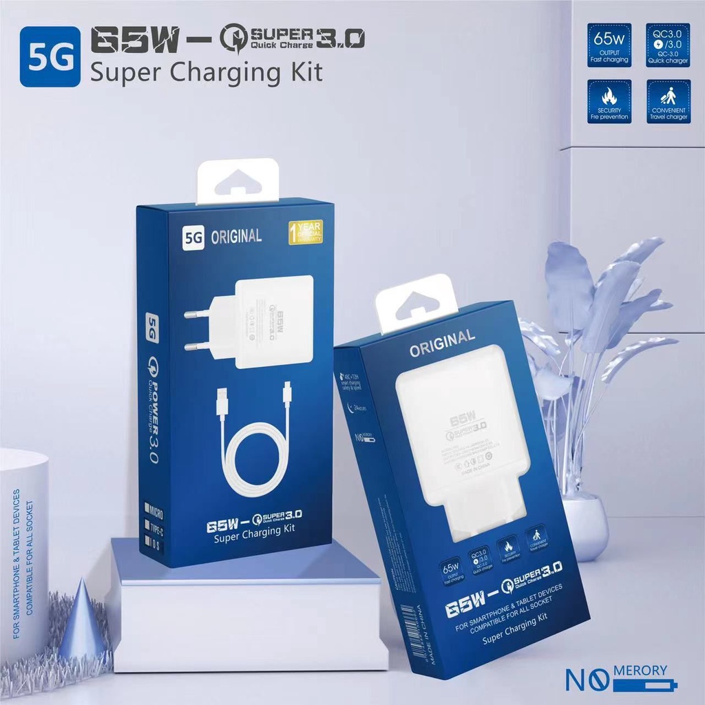 Charger Y65 QC 3.0 65W Micro USB Super Charging Kit