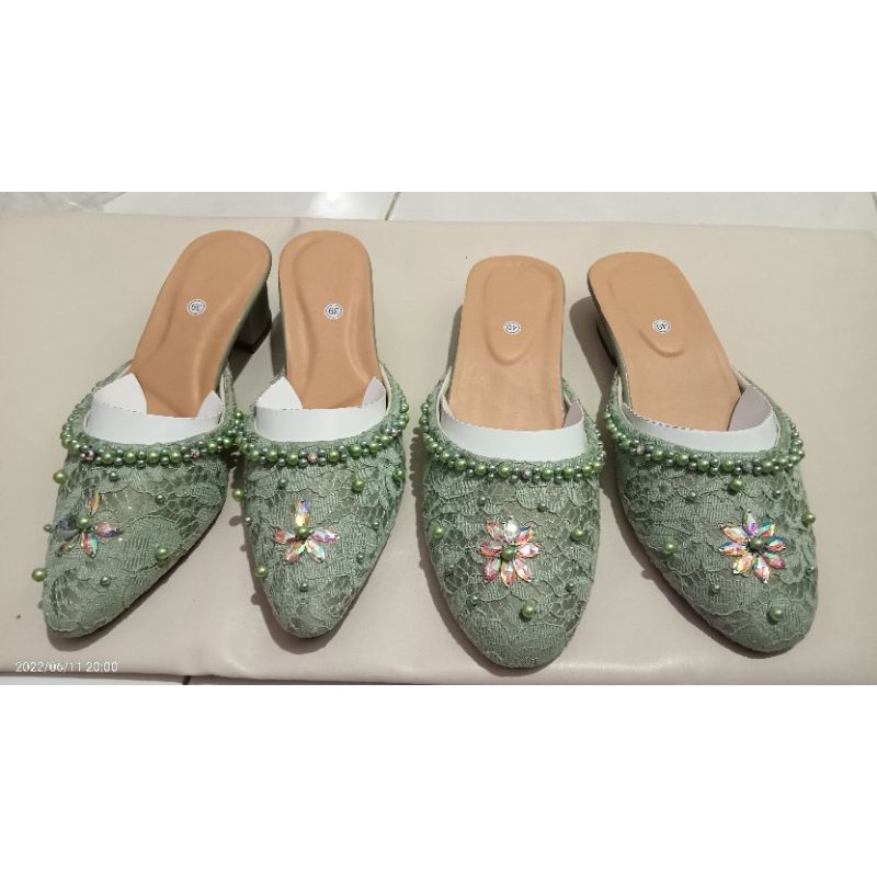 SELOP HEELS PENGANTIN BRUKAT BERPAYET/SELOP PENGANTIN MURAH