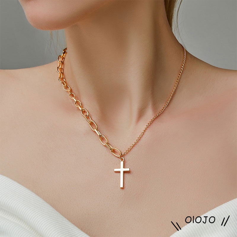 Fashion Kalung Salib Antik Perhiasan Rantai Pendek Ceruk Sederhana Kepribadian Kualitas Tinggi Berkat Rantai Klavikula - ol