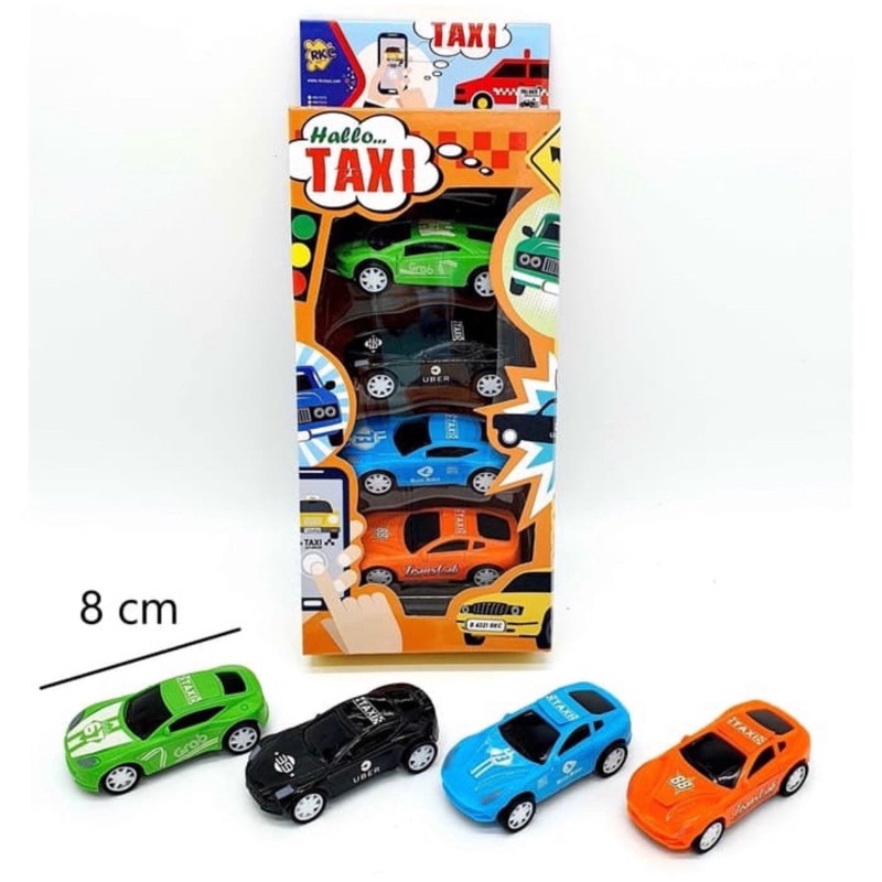 mainan mobil set isi 4 hallo taxi tax mainan mobil mobilan taxi set tax cars kid toy