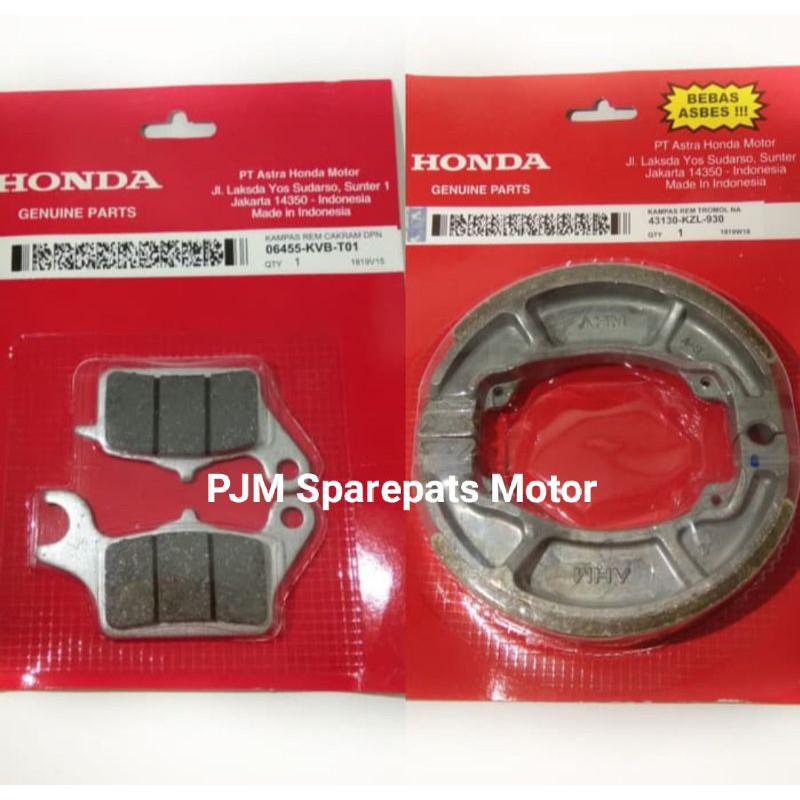 Kampas Rem Belakang + Kampas Rem Depan Honda Beat F1, Kampas Rem Set Depan Belakang Vario,Scoopy Dll