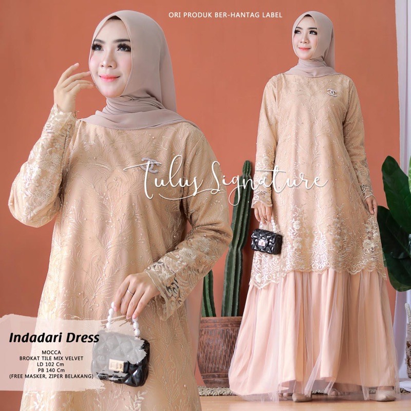 Dress Brokat Tile Mix Velvet (Indadari)
