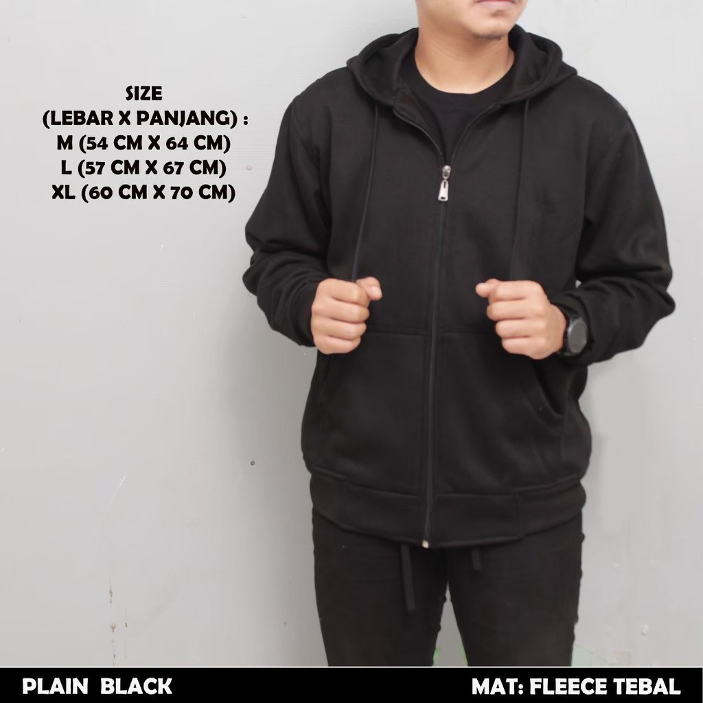 Jaket polos Ukuran M, L, XL, XXL  Pria Wanita dengan zipper Ritsleting Hoodie Sweater