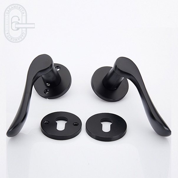 Gagang Pintu 1set siap pasang, Coating Door Lever Handle Pintu Roses Hitam Coating Terbaru Ukuran Panjang