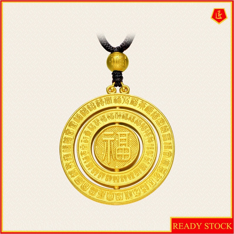 [Ready Stock]Fashion Gold-Plated round Lucky Pendant Necklace