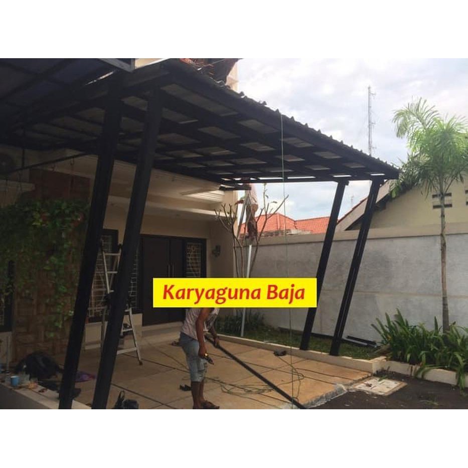 KANOPI BAJA RINGAN STANDAR TIANG DOUBLE MIRING  SENTUL CITY sparepa