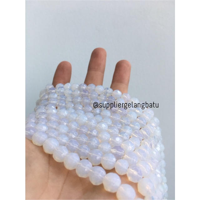 kristal bola dunia cutting 8mm moonstone ceko bulat opal biduri wulan