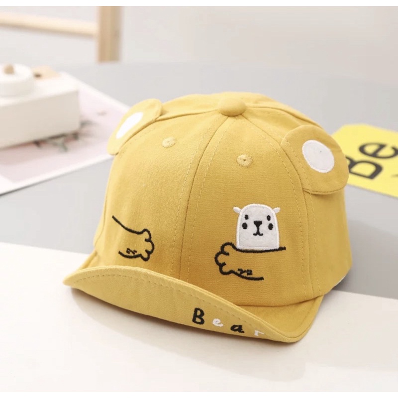 Topi Anak Bayi Balita Import Model HUG Bear Untuk Anak Laki Laki Anak Perempuan/ Baby Baseball Hat-Kuning